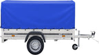 UNITRAILER Auto Anhänger 230x125 Garden Trailer 230 Kipp 750 kg mit Stützrad, Blauer Hochplane und Hochspriegel