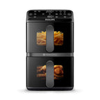 Philips 3000er Airfryer mit zwei Körben (NA350/03) | 2 baskets, RapidAir Plus technology, touch screen, 12 cooking functions, HomeID app including breakfast set (NA350/03)