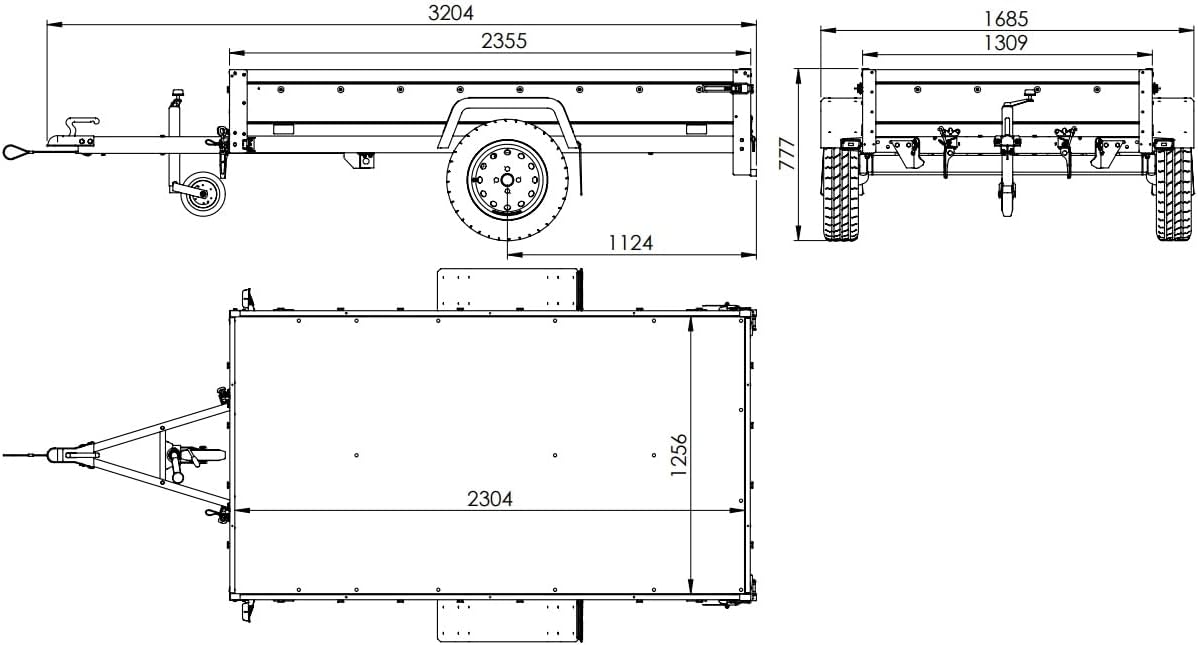 UNITRAILER Auto Anhänger 230x125 Garden Trailer 230 Kipp 750 kg mit Stützrad, Blauer Hochplane und Hochspriegel
