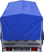 UNITRAILER Auto Anhänger 230x125 Garden Trailer 230 Kipp 750 kg mit Stützrad, Blauer Hochplane und Hochspriegel