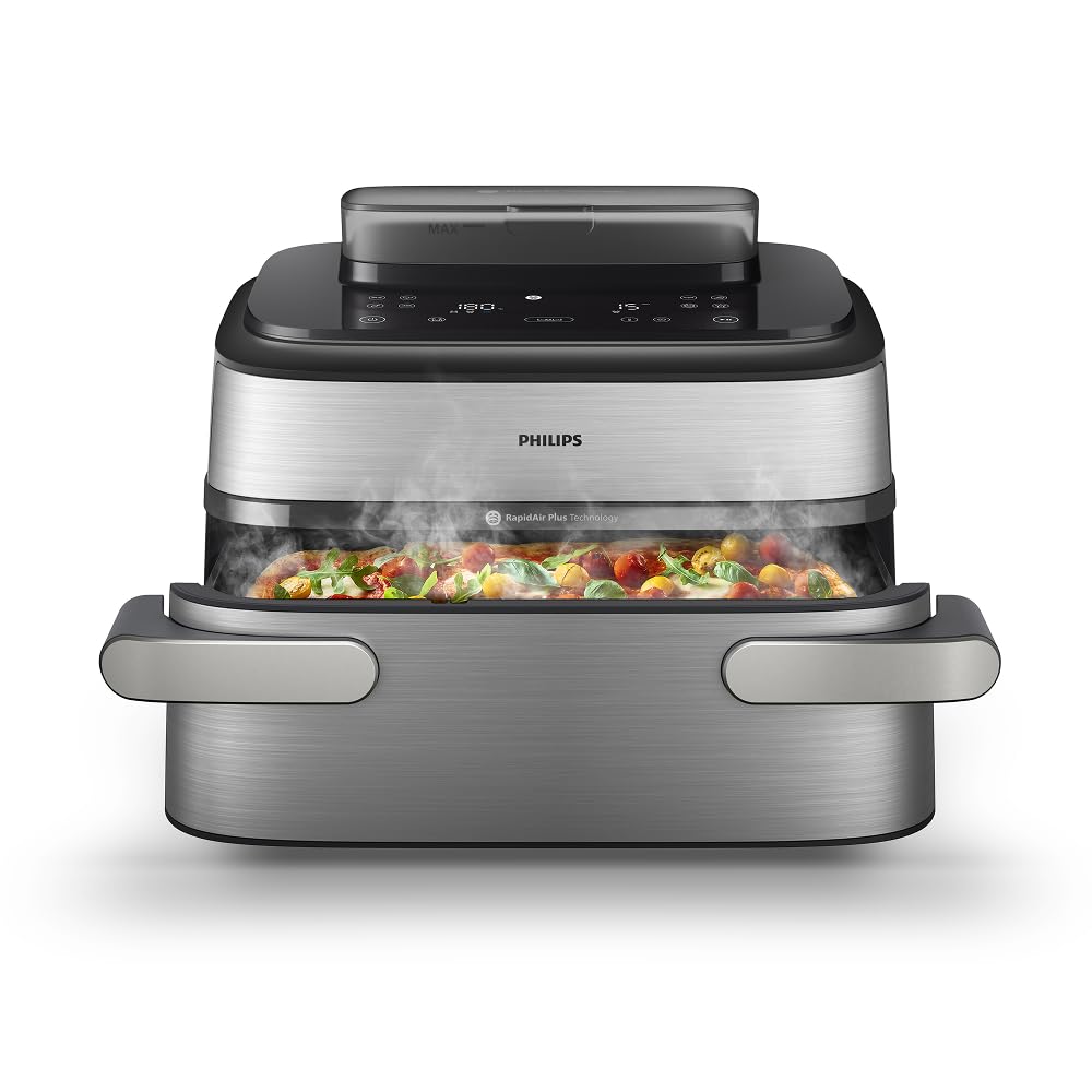 Philips Airfryer 1000 Series Hot Air Fryer, Black, 7.1 L | Flexible basket, RapidAir technology, touch screen, 10 cooking functions, HomeID app (NA154/00)