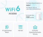 TP-Link Deco X50 AX3000 Mesh Wi-Fi Set, 3-Pack, Wi-Fi 6, Dual Band Router and Repeater, 3x Gigabit Ports for Each Unit, Recommended for Homes with 4–6 Bedrooms, Comprehensive Parental Protection, WPA3