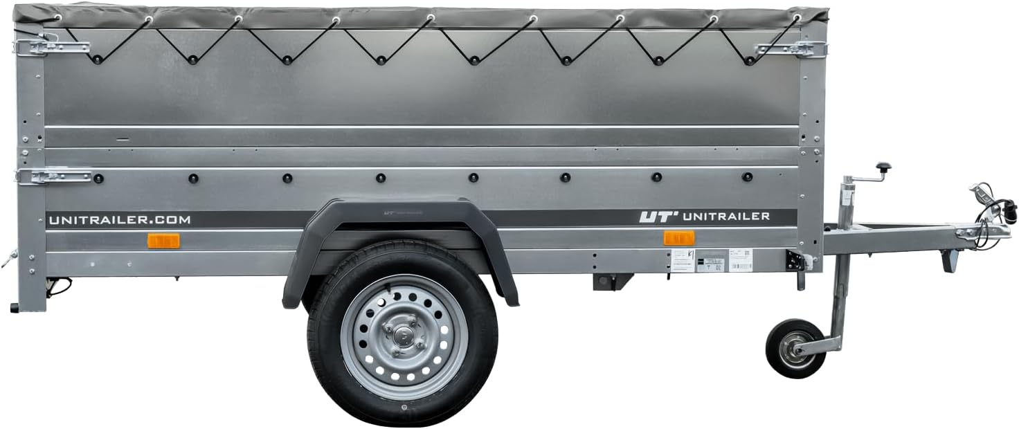UNITRAILER Faltbarer Anhänger Garden Trailer 230 Kipp mit zusätzlichen Bordwänden, Stützrad und Flachplane