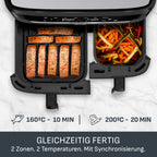 Tefal Dual Easy Fry Hot Air Fryer 8.3 L with 2 Chambers | XL drawer, 7 programs, 2700 W, extra crisp technology, low-fat frying and energy-saving, dishwasher safe, EY9018