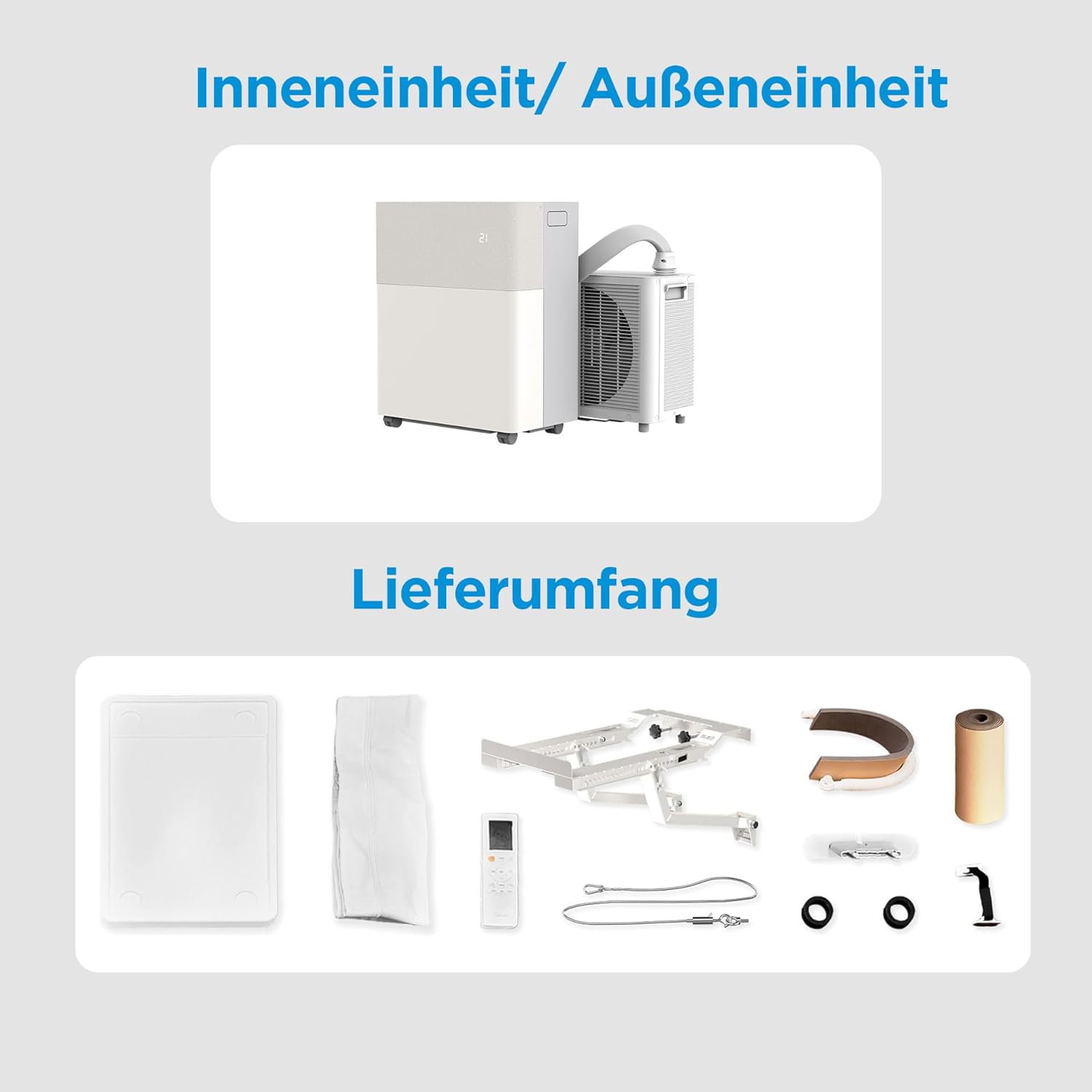Midea PortaSplit-E Mobile Klimaanlage,Kühlen A++/Heizen A+, 12000 BTU 3,5kW,Mini-Split-Klimaanlage, Farbe Pfirsich,für Räume bis zu 42 m² / 105 m³, nur 39 dB(A) im Silent-Modus [Energieklasse A++]