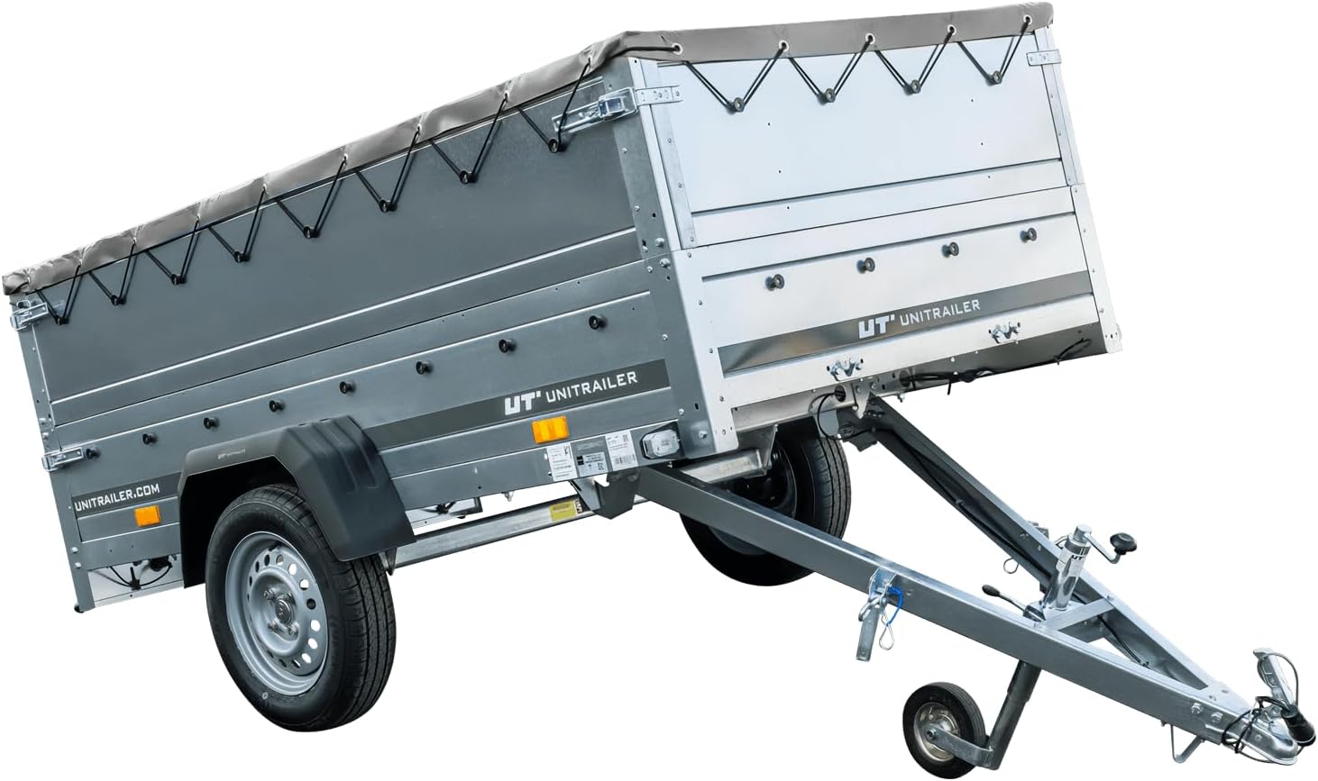 UNITRAILER Faltbarer Anhänger Garden Trailer 230 Kipp mit zusätzlichen Bordwänden, Stützrad und Flachplane