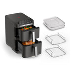 Tefal Dual Easy Fry Hot Air Fryer 8.3 L with 2 Chambers | XL drawer, 7 programs, 2700 W, extra crisp technology, low-fat frying and energy-saving, dishwasher safe, EY9018