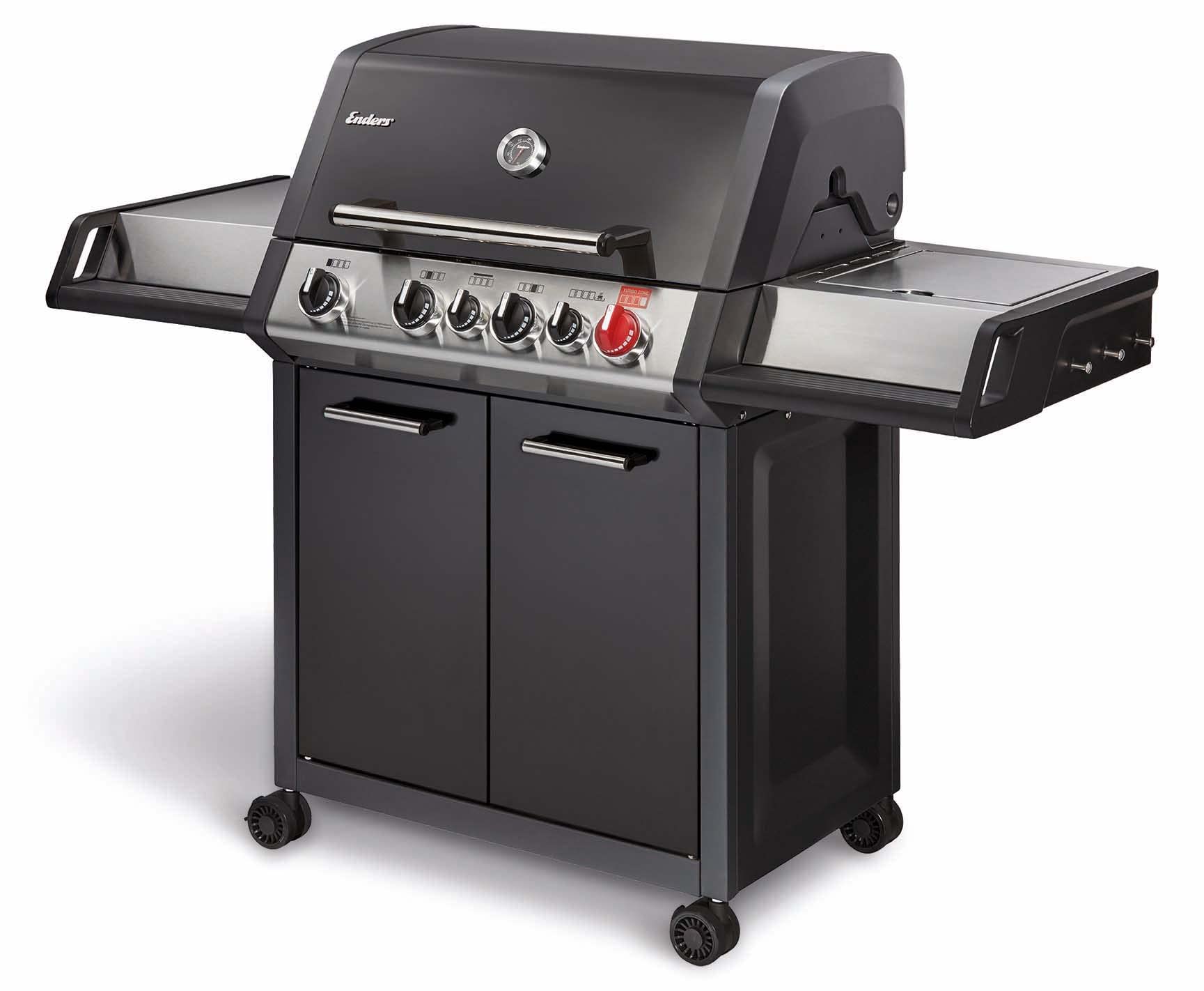 Enders® Gasgrill MONROE PRO 4 SIK TURBO, 4-Edelstahlbrenner, Seitenkocher, Infrarot-Backburner, Sichtfenster, HEAT RANGE™, SWITCH GRID™, 800 °C TURBO ZONE™, SIMPLE CLEAN™, #8378