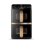 Philips 3000er Airfryer mit zwei Körben (NA350/03) | 2 baskets, RapidAir Plus technology, touch screen, 12 cooking functions, HomeID app including breakfast set (NA350/03)