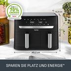 Tefal Dual Easy Fry Hot Air Fryer 8.3 L with 2 Chambers | XL drawer, 7 programs, 2700 W, extra crisp technology, low-fat frying and energy-saving, dishwasher safe, EY9018