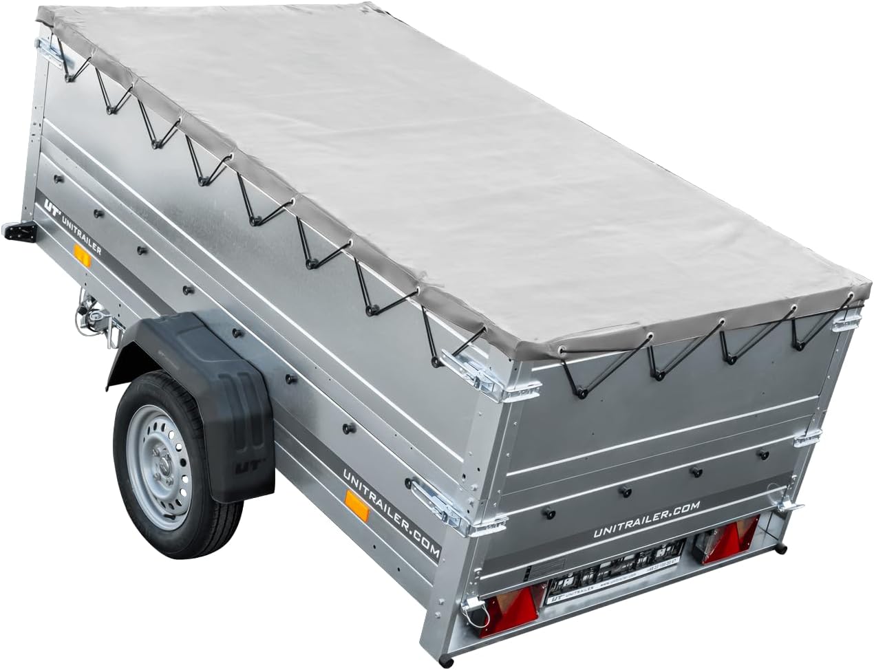 UNITRAILER Faltbarer Anhänger Garden Trailer 230 Kipp mit zusätzlichen Bordwänden, Stützrad und Flachplane