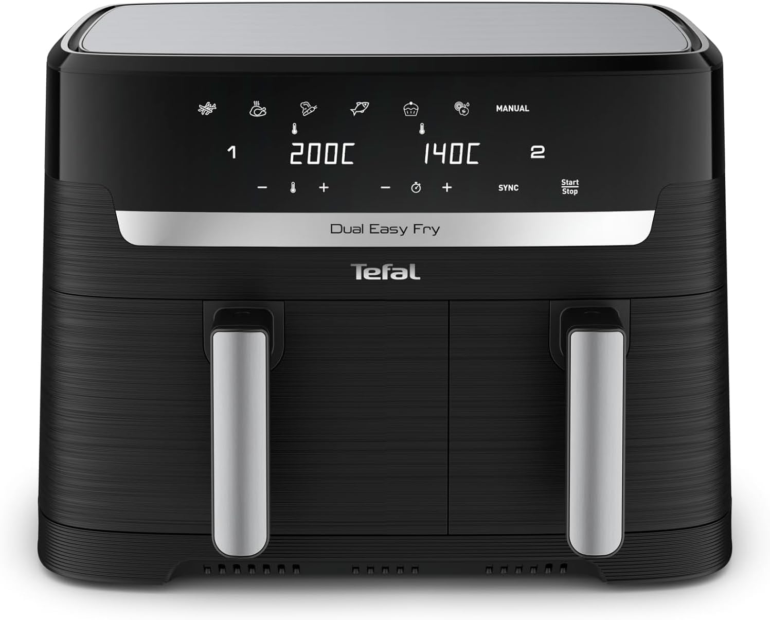 Tefal Dual Easy Fry Hot Air Fryer 8.3 L with 2 Chambers | XL drawer, 7 programs, 2700 W, extra crisp technology, low-fat frying and energy-saving, dishwasher safe, EY9018