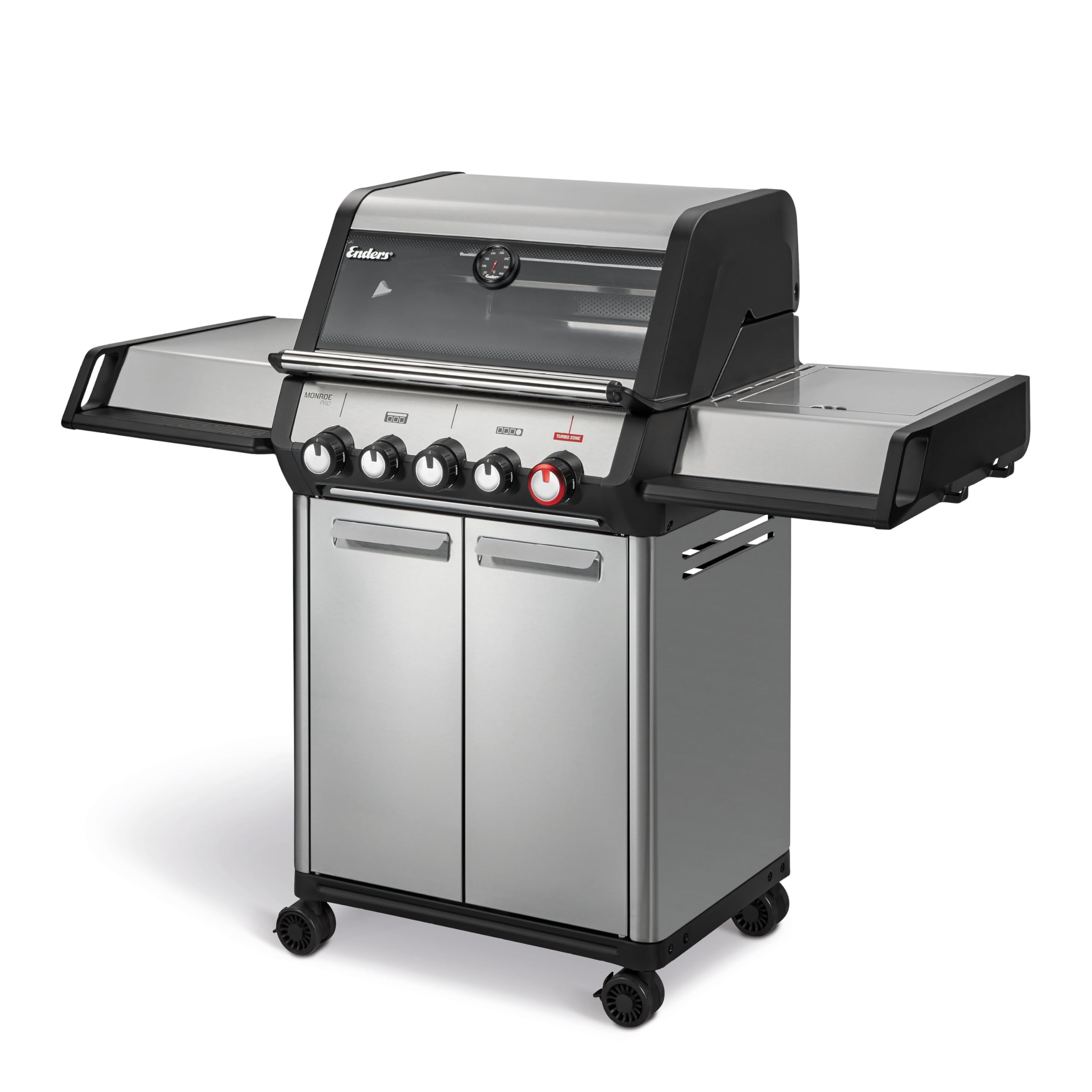 Enders® Gasgrill MONROE PRO 4 SIK TURBO, 4-Edelstahlbrenner, Seitenkocher, Infrarot-Backburner, Sichtfenster, HEAT RANGE™, SWITCH GRID™, 800 °C TURBO ZONE™, SIMPLE CLEAN™, #8378