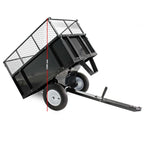 Wiltec Tipping trailer 166.5 x 77.5 x 106 cm, 300 kg, trailer tipper for lawn tractor with grille and removable side walls, trailer with tilt function