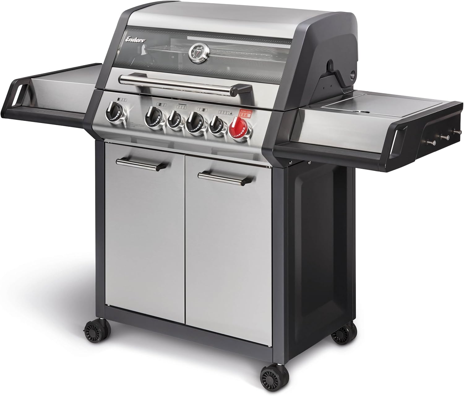 Enders® Gasgrill MONROE PRO 4 SIK TURBO, 4-Edelstahlbrenner, Seitenkocher, Infrarot-Backburner, Sichtfenster, HEAT RANGE™, SWITCH GRID™, 800 °C TURBO ZONE™, SIMPLE CLEAN™, #8378