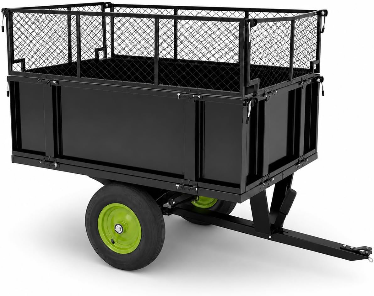 TRUTZHOLM Trailer Lawn Tractor 300 kg Tiltable Ride-on Mower Trailer Tractor Tipping Trailer ATV Quad with Clutch for Transporting Soil, Fertiliser and Leaves