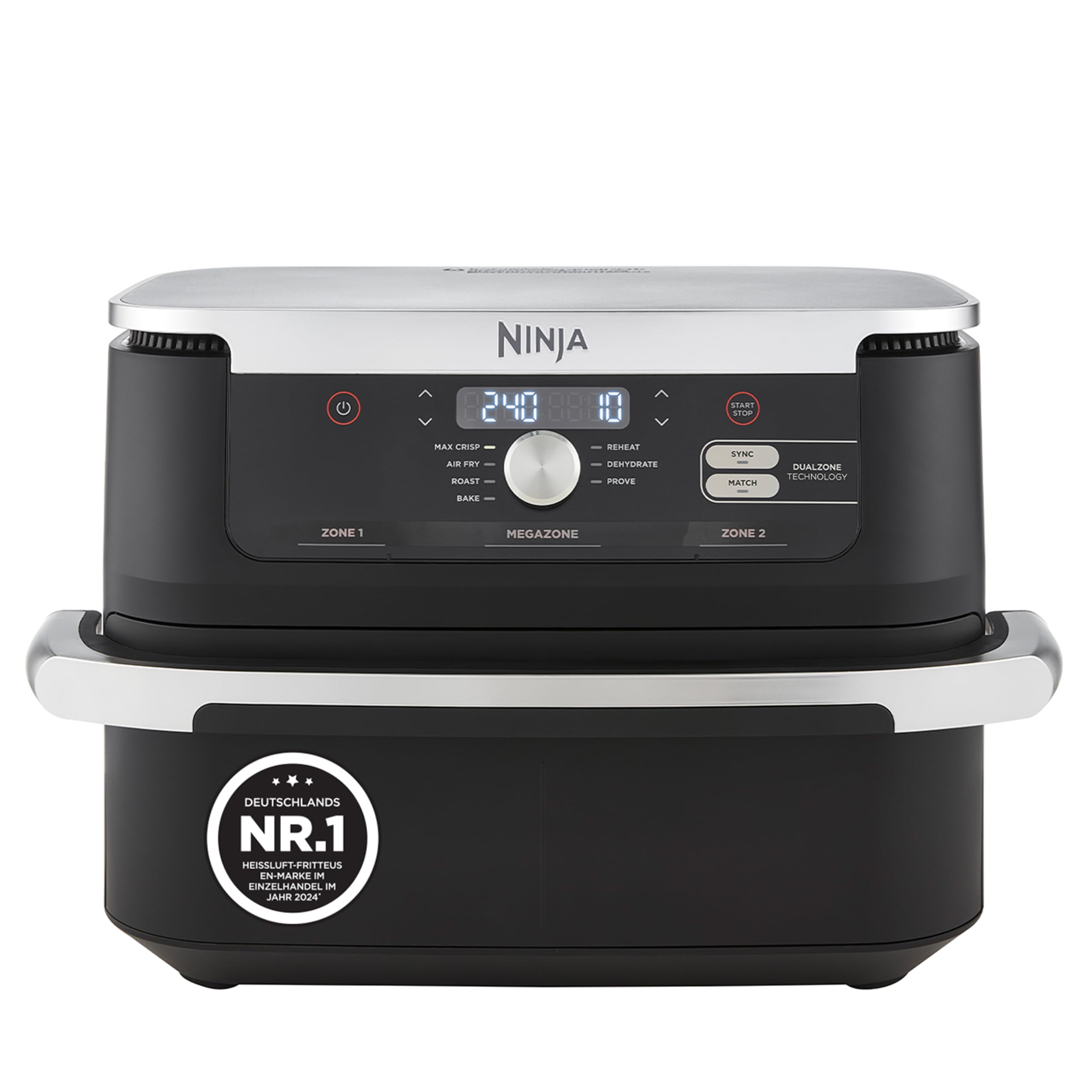 Ninja Foodi FlexDrawer Hot Air Fryer, Dual Zone, Converts to MegaZone 10.4L, Dual Zone, with Little to No Oil, Non-Stick Dishwasher Safe Parts, Stone Gold AF500EUSD