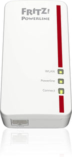 FRITZ!Powerline 1260 Single, WLAN Mesh, Wi-Fi 5 up to 1.2 Gbps | Single adapter for powerline expansion, dual-band WLAN (2.4/5 GHz), Gigabit powerline up to 1.2 Gbps, developed in Europe