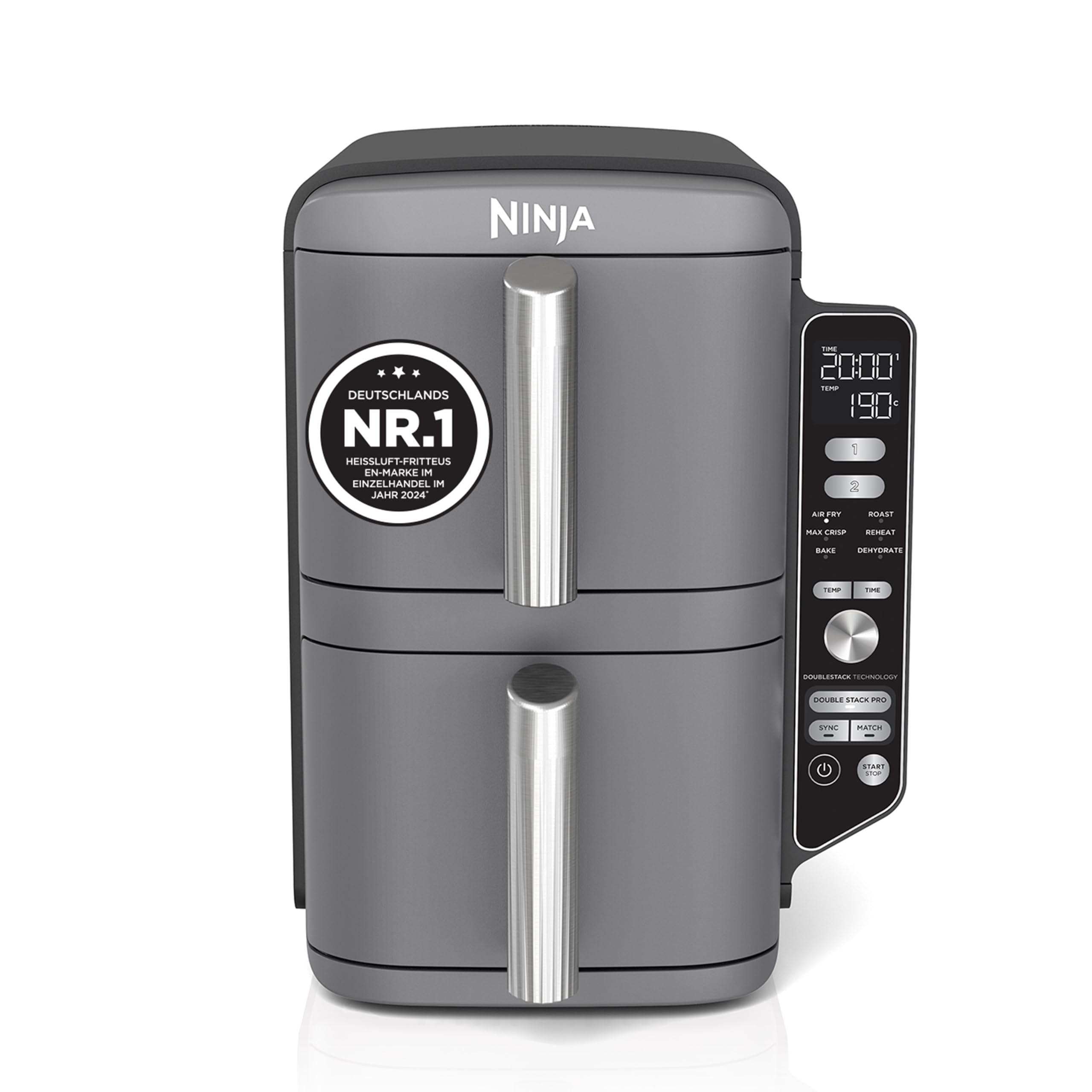 Ninja Double Stack XL Hot Air Fryer, 2 Vertical Drawers, SL400EUCP