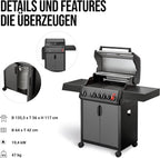 Enders® Hyde 4 SIKR Turbo Gas Grill, 4 Burners Made of Stainless Steel for Powerful Direct and Indirect Grilling, 800 °C Turbo Zone™, Switch Grid™, Infarot Back Burner and Side Cooker, #8041