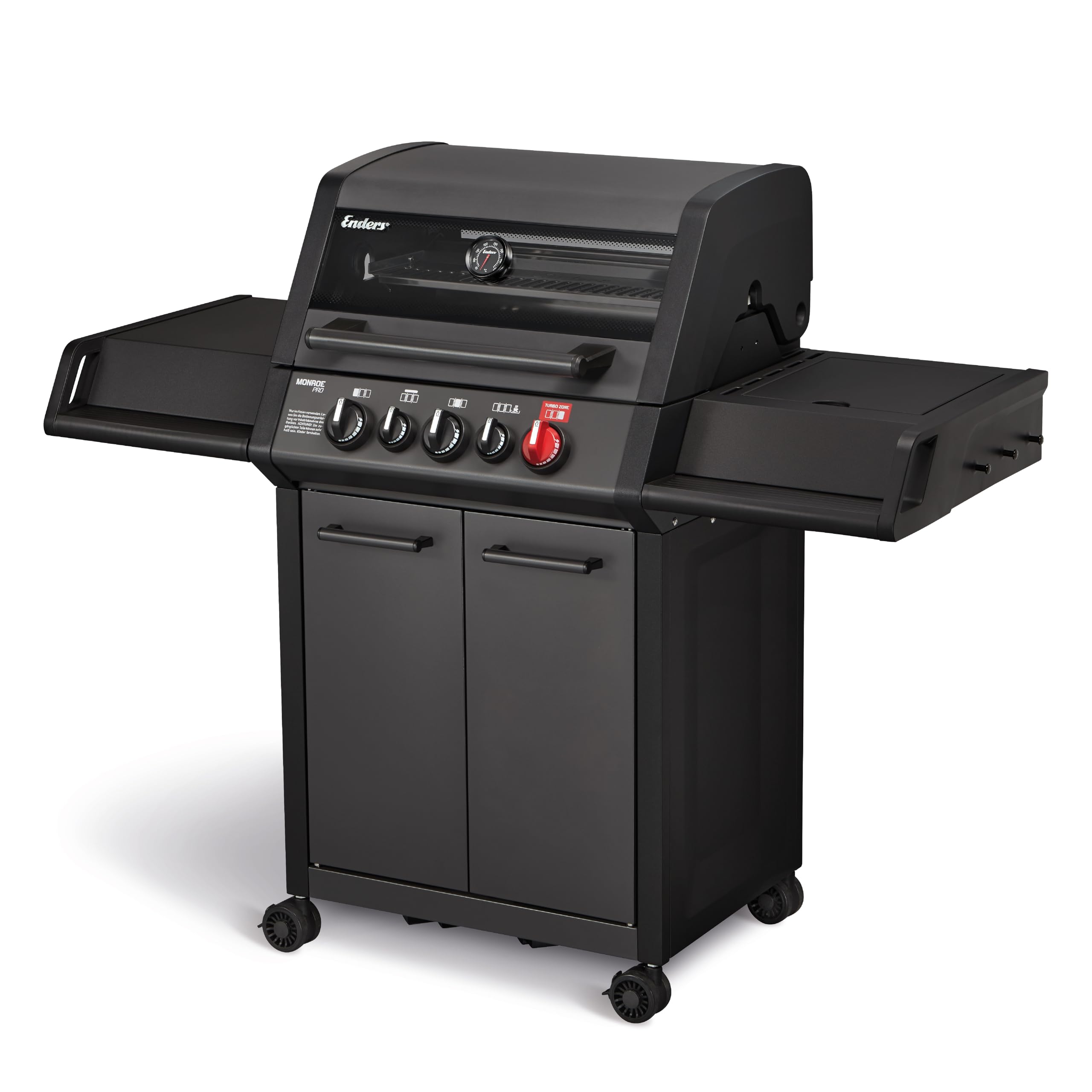 Enders® Gasgrill MONROE PRO 4 SIK TURBO, 4-Edelstahlbrenner, Seitenkocher, Infrarot-Backburner, Sichtfenster, HEAT RANGE™, SWITCH GRID™, 800 °C TURBO ZONE™, SIMPLE CLEAN™, #8378