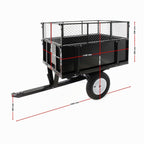 Wiltec Tipping trailer 166.5 x 77.5 x 106 cm, 300 kg, trailer tipper for lawn tractor with grille and removable side walls, trailer with tilt function