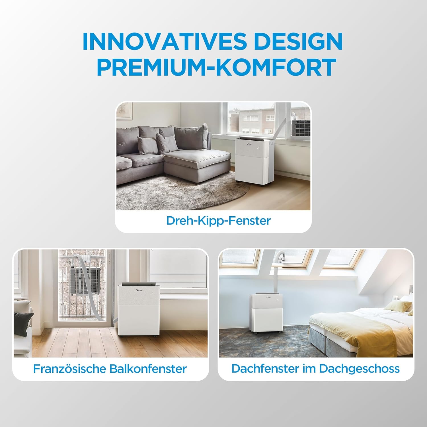 Midea PortaSplit-E Mobile Klimaanlage,Kühlen A++/Heizen A+, 12000 BTU 3,5kW,Mini-Split-Klimaanlage, Farbe Pfirsich,für Räume bis zu 42 m² / 105 m³, nur 39 dB(A) im Silent-Modus [Energieklasse A++]