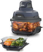 Ninja CRISPi Portable Air Fryer Hot Air Fryer, 3.8 L, Grey FN101EUGY | 4-in-1: Hot Air Frying, Roasting, Keeping Warm, Recrisp, Compact, 6 Servings, 2x Removable Glass Containers & Lid, 1700W