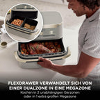 Ninja Foodi FlexDrawer Hot Air Fryer, Dual Zone, Converts to MegaZone 10.4L, Dual Zone, with Little to No Oil, Non-Stick Dishwasher Safe Parts, Stone Gold AF500EUSD