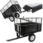 Wiltec Tipping trailer 166.5 x 77.5 x 106 cm, 300 kg, trailer tipper for lawn tractor with grille and removable side walls, trailer with tilt function