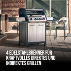 Enders® Gasgrill MONROE PRO 4 SIK TURBO, 4-Edelstahlbrenner, Seitenkocher, Infrarot-Backburner, Sichtfenster, HEAT RANGE™, SWITCH GRID™, 800 °C TURBO ZONE™, SIMPLE CLEAN™, #8378