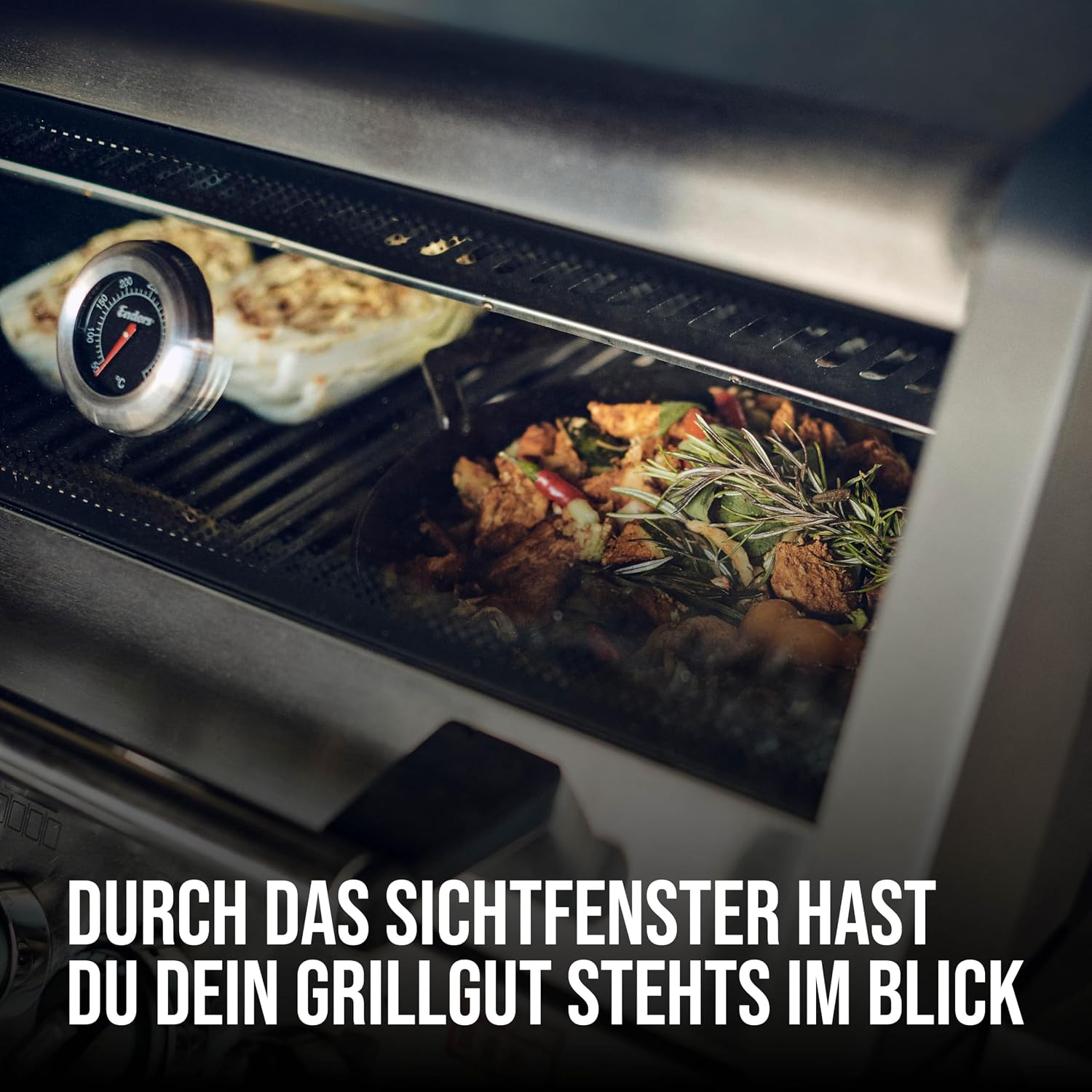 Enders® Gasgrill MONROE PRO 4 SIK TURBO, 4-Edelstahlbrenner, Seitenkocher, Infrarot-Backburner, Sichtfenster, HEAT RANGE™, SWITCH GRID™, 800 °C TURBO ZONE™, SIMPLE CLEAN™, #8378