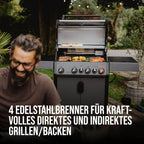 Enders® Hyde 4 SIKR Turbo Gas Grill, 4 Burners Made of Stainless Steel for Powerful Direct and Indirect Grilling, 800 °C Turbo Zone™, Switch Grid™, Infarot Back Burner and Side Cooker, #8041