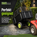TRUTZHOLM Trailer Lawn Tractor 300 kg Tiltable Ride-on Mower Trailer Tractor Tipping Trailer ATV Quad with Clutch for Transporting Soil, Fertiliser and Leaves