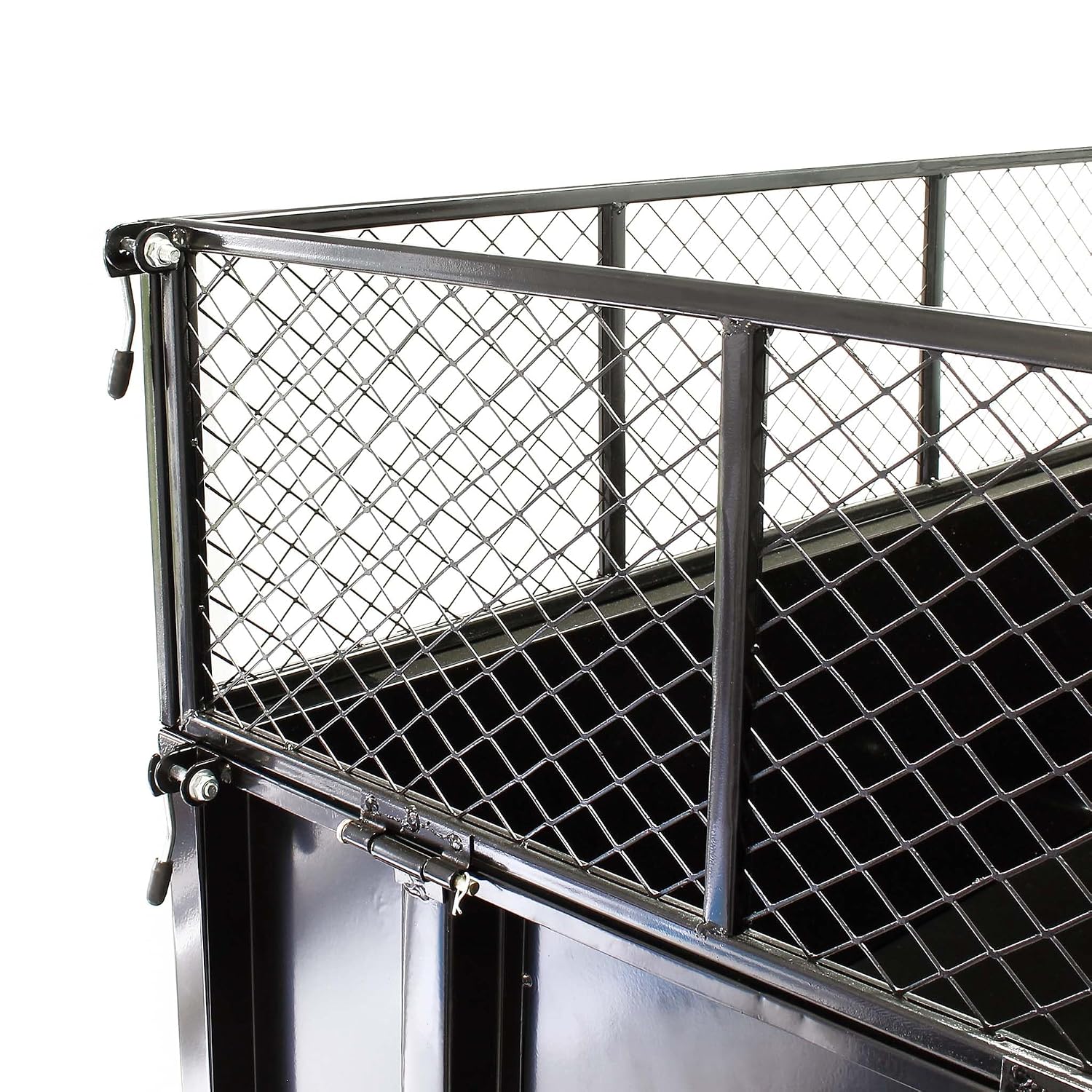 Wiltec Tipping trailer 166.5 x 77.5 x 106 cm, 300 kg, trailer tipper for lawn tractor with grille and removable side walls, trailer with tilt function
