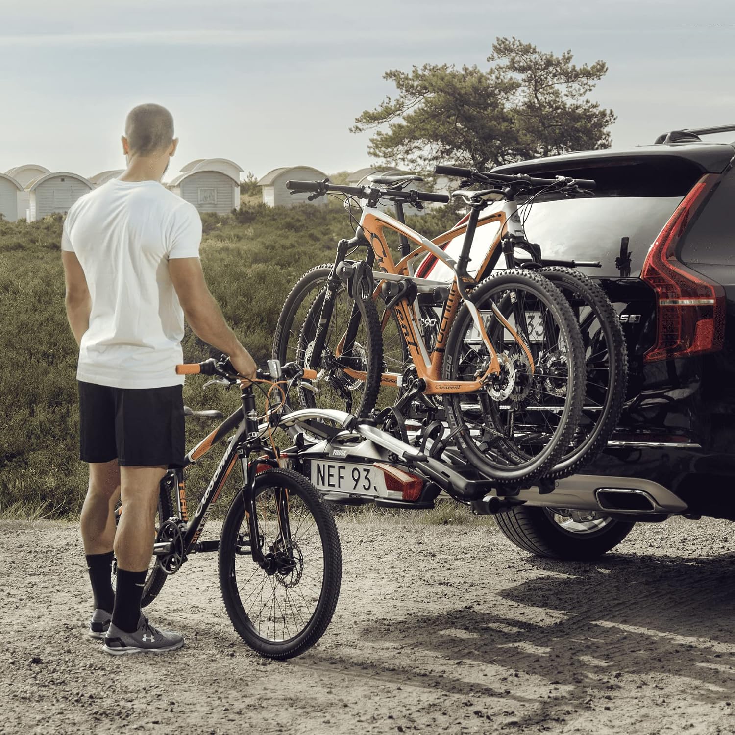 Thule VeloCompact Fahrradträger, Fahrradträger Anhängerkupplung Black/Aluminum, 2 Bikes