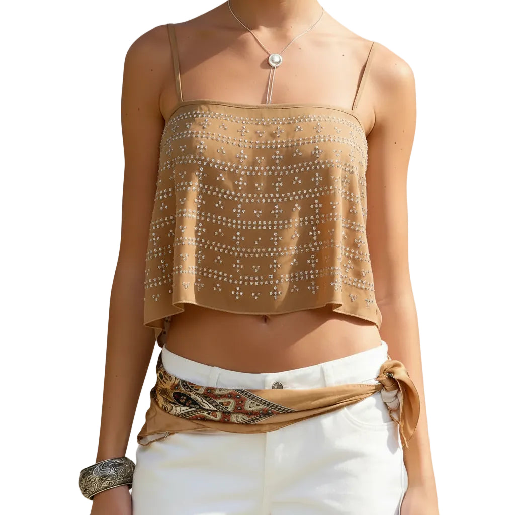 Damen Tanktop mit schmaler Passform in Hellbraun