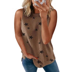 Damen ärmelloses Tanktop mit Sternmuster in Weiß Vorderansicht