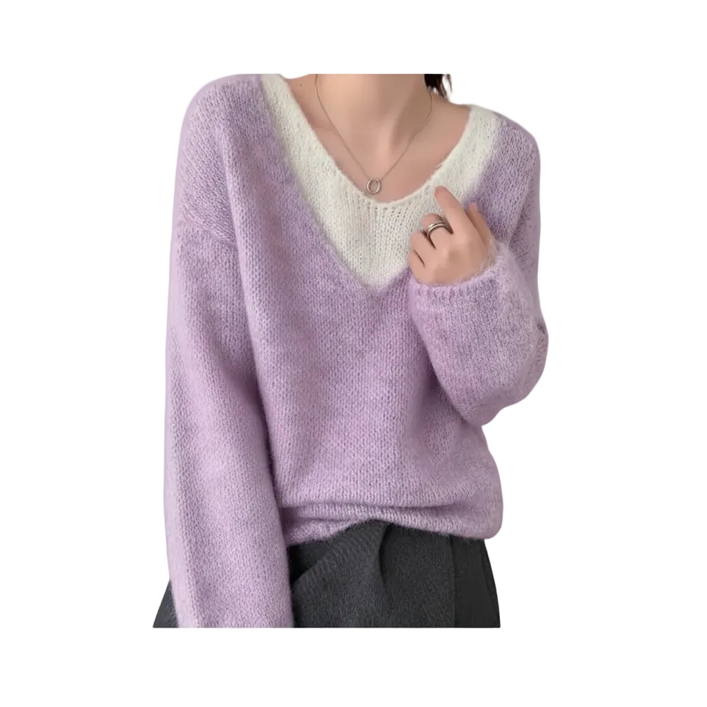 Damen Sweater mit zweilagigem Look in Hellblau