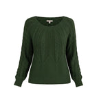 Damen Sweater mit geometrischem Muster in Armeegrün Vorderansicht