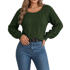 Damen Sweater mit geometrischem Muster in Armeegrün