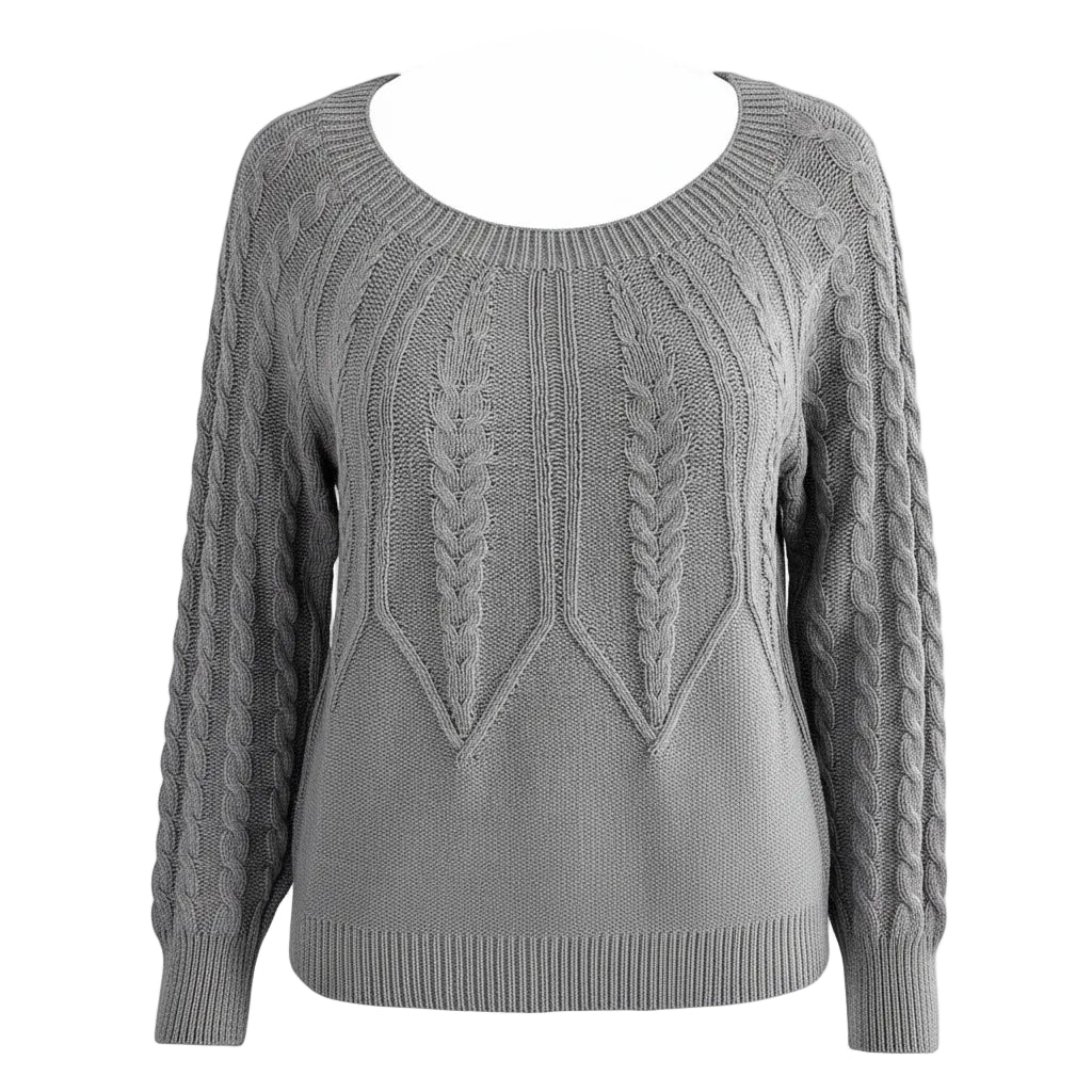 Damen Sweater mit geometrischem Muster in Grau