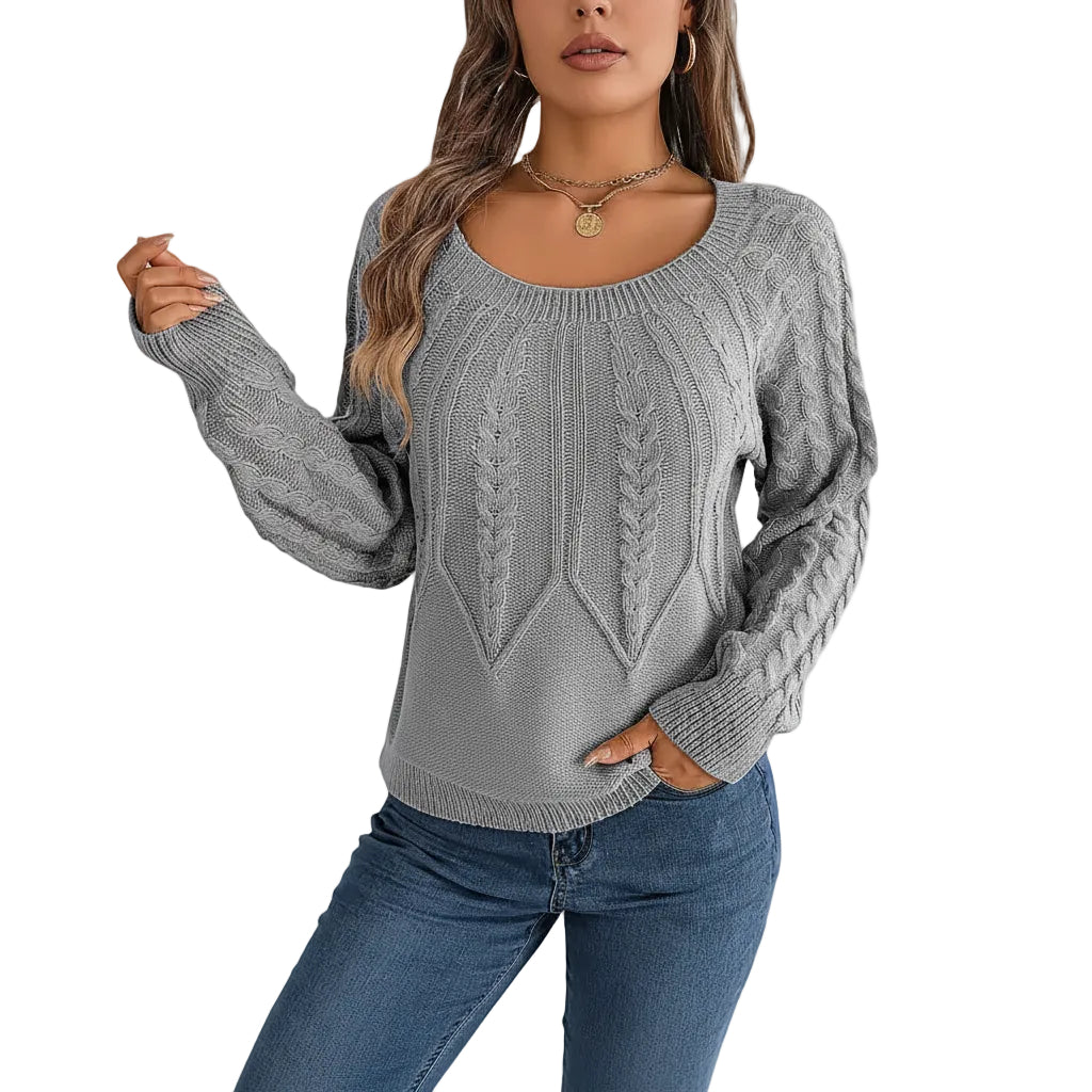 Damen Rundhals Sweater in Armeegrün