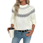Damen Sweater mit Jacquardmuster in Weiß