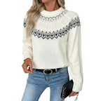 Damen Sweater mit Streifen und Jacquardmuster