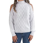Damen Sweater mit Twistmuster in Grau Vorderansicht