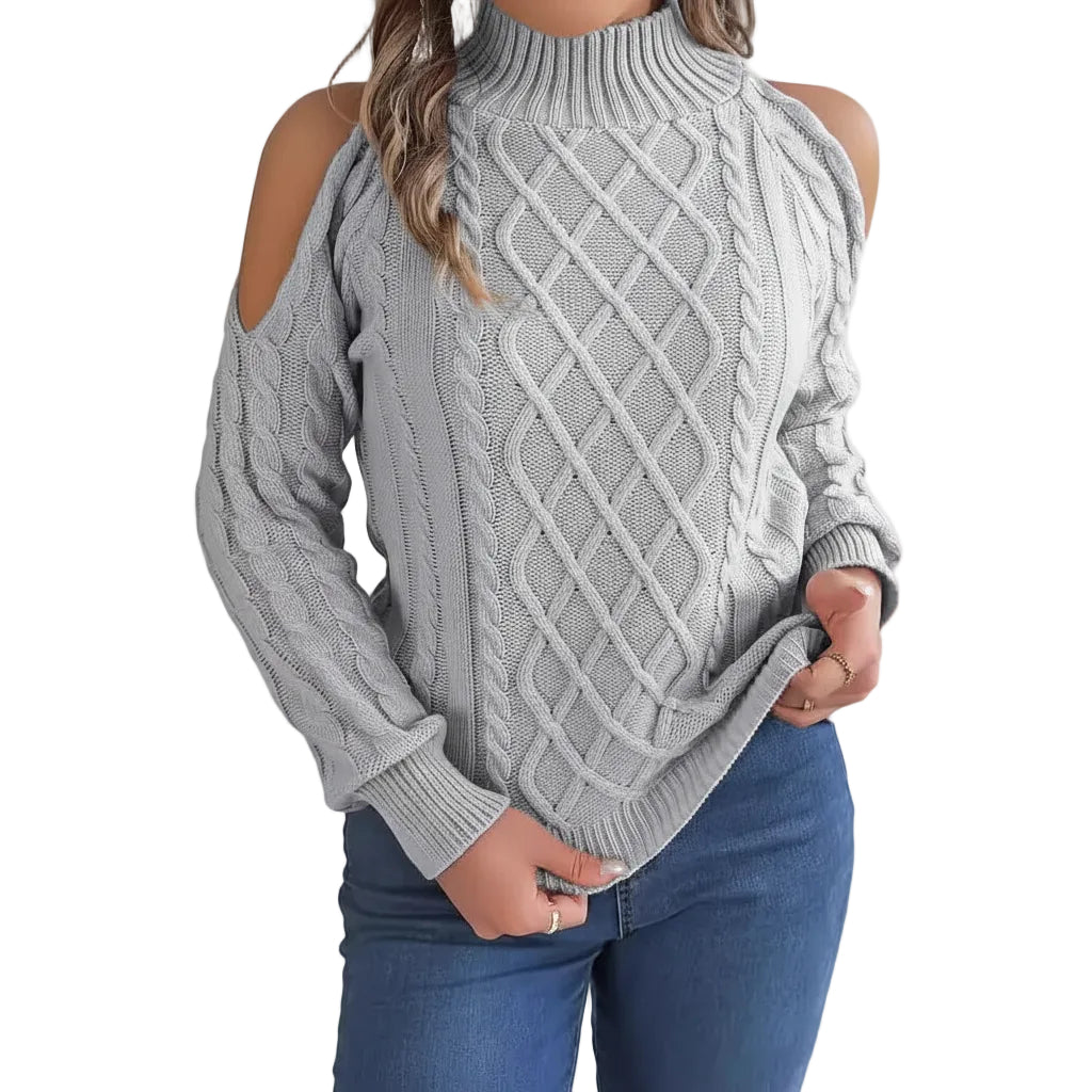 Damen Sweater mit Twistmuster in Rosa Vorderansicht