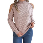 Damen Sweater mit Twistmuster in Weinrot Vorderansicht