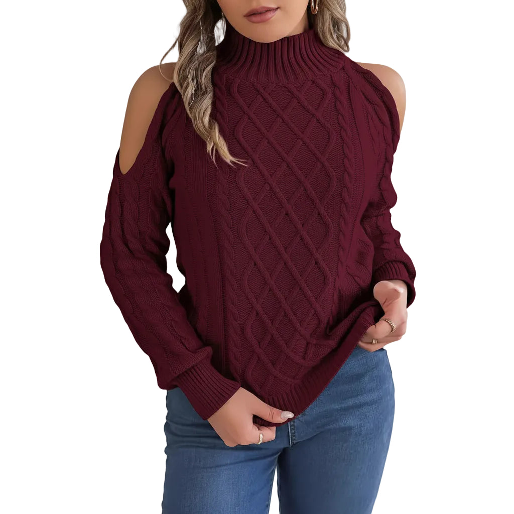 Damen Sweater mit Twistmuster in Weiß Vorderansicht
