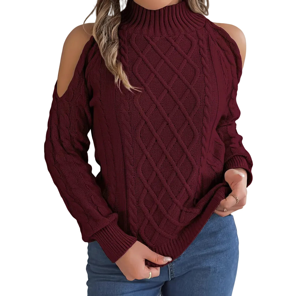Damen schulterfreier Sweater in Orange